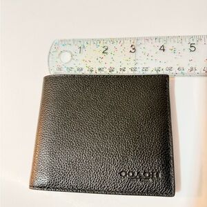 Coach Black Pebbled Leather Card Holder Wallet